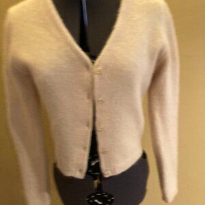 J. Crew Cropped Lambswool/Angora Rabbit Hair/Nylon  Pearl Button Cardigan Sz S